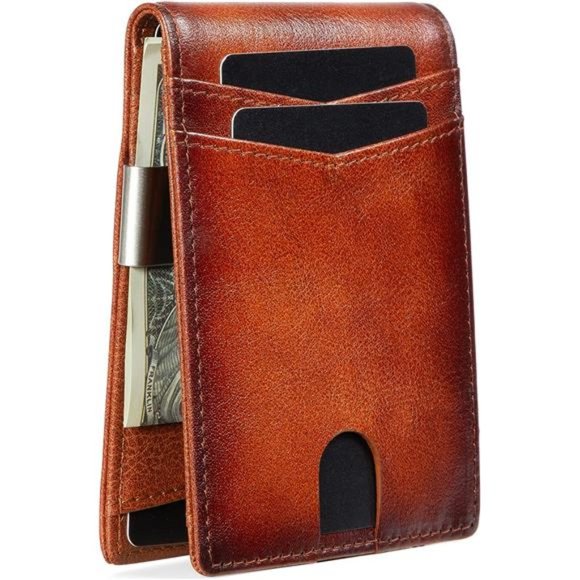 Slim Wallet for Men-Leather Money Clip Mens Wallets-RFID Blocking Front Pocket